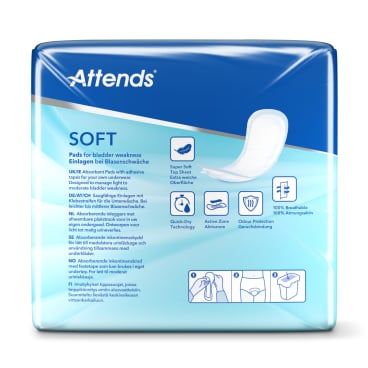 Attends SOFT Inkontinenzeinlagen - anatomisch geformt für leichte bis mittlere Blasenschwäche - Med-Praxisbedarf