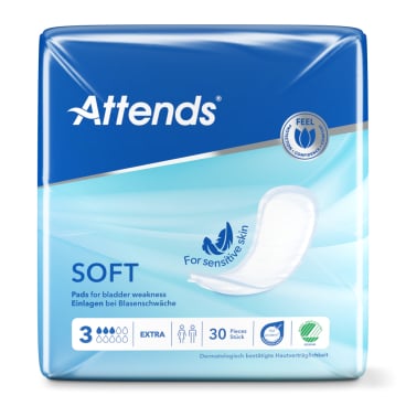 Attends Soft 3 Extra Inkontinenzeinlagen, einzeln - extra weiche Oberfläche, saugstark - Med-Praxisbedarf
