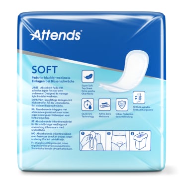 Attends Soft 3 Extra Inkontinenzeinlagen, mehrlagig - zeigt Saugkern und trockene Oberfläche - Med-Praxisbedarf