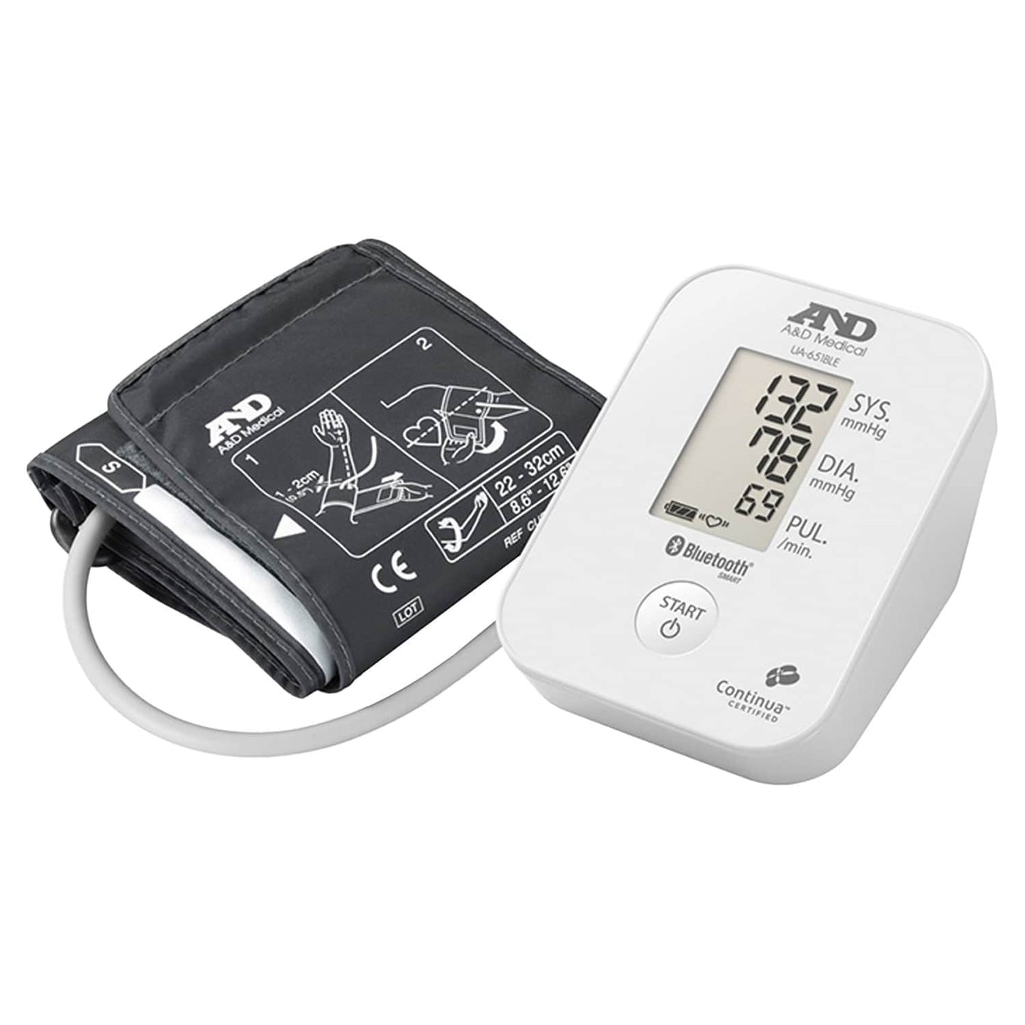 Oberarm-Blutdruckmessgerät UA-651BLE von A&D - mit digitaler Anzeige und Manschette - Med-Praxisbedarf