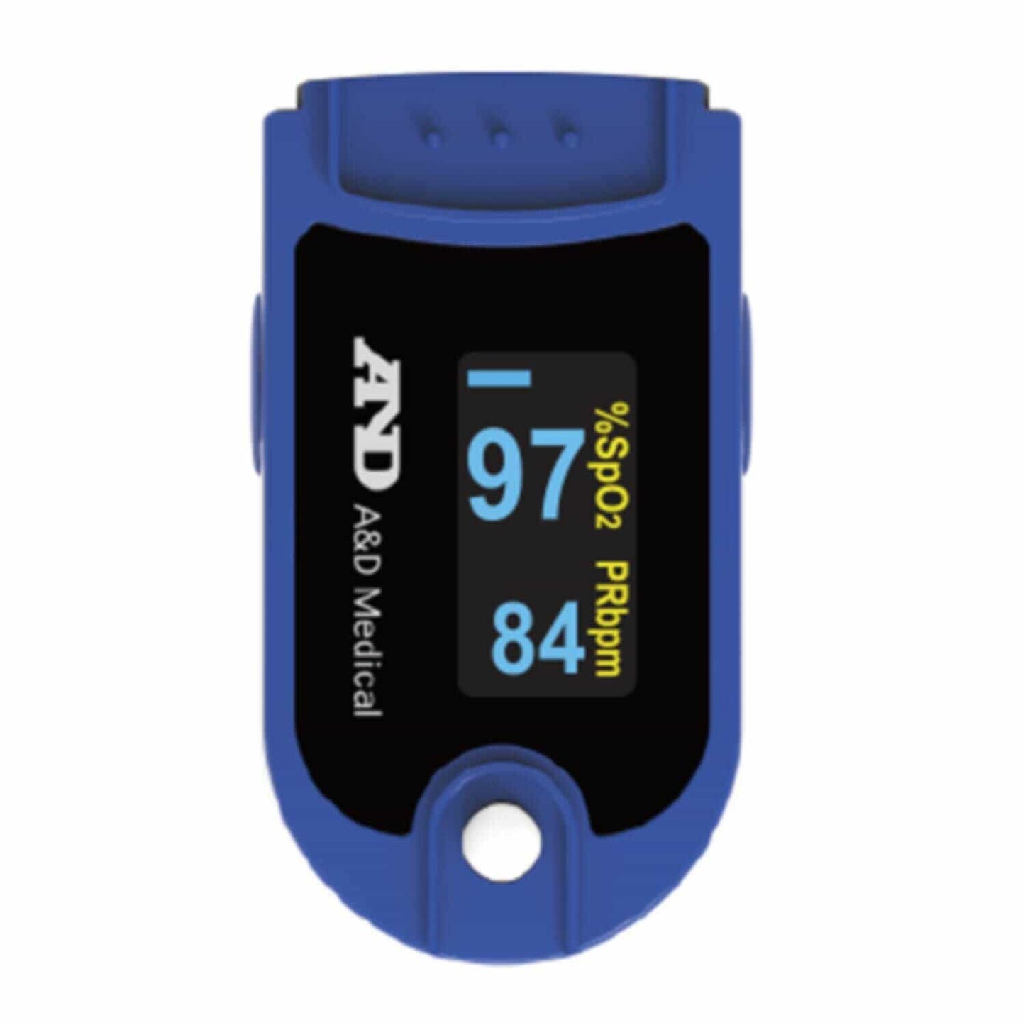 Finger-Pulsoximeter UP-200 in Anwendung - kompaktes Pulsoximeter am Zeigefinger eines Patienten - Med-Praxisbedarf