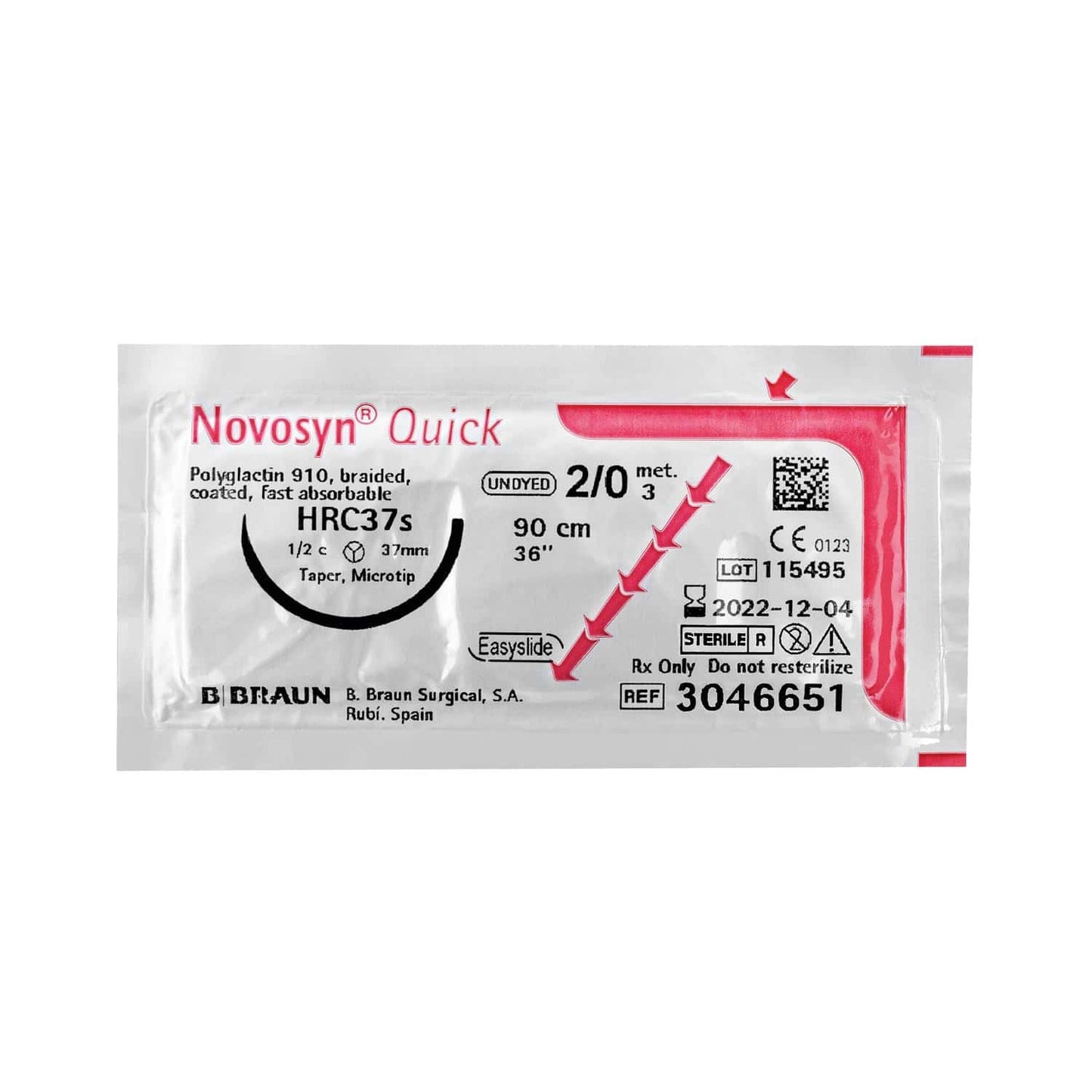 Sterile Verpackung der Novosyn Quick Naht mit atraumatischer Nadel für präzises Nähen - Med-Praxisbedarf