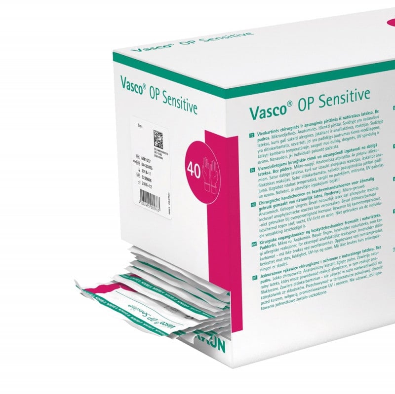 OP-Handschuhe Vasco OP Sensitive - puderfreie, sterile Latexhandschuhe für die Chirurgie - Med-Praxisbedarf