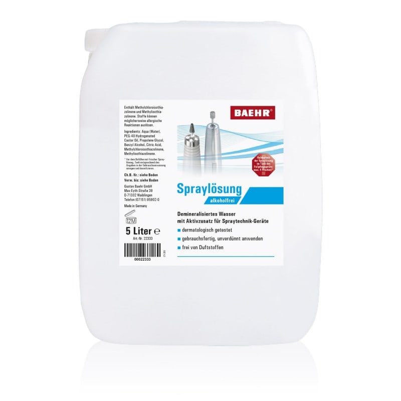 BAEHR Spraylösung gebrauchsfertig - 5 Liter Kanister für medizinische Spraytechnikgeräte - Med-Praxisbedarf