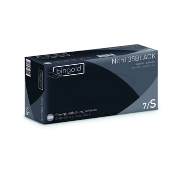 BINGOLD Nitril 35BLACK Einweghandschuhe schwarz - texturierte Fingerspitzen, für Hygienebereiche - Med-Praxisbedarf