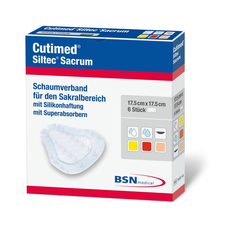 Cutimed Siltec Sonderformen Kreuzbein - großflächig, stark saugfähig für liegende Patienten - Med-Praxisbedarf