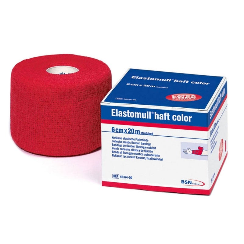 Elastomull haft color in Anwendung - elastische Fixierbinde für den medizinischen Bereich, mehrfarbig - Med-Praxisbedarf