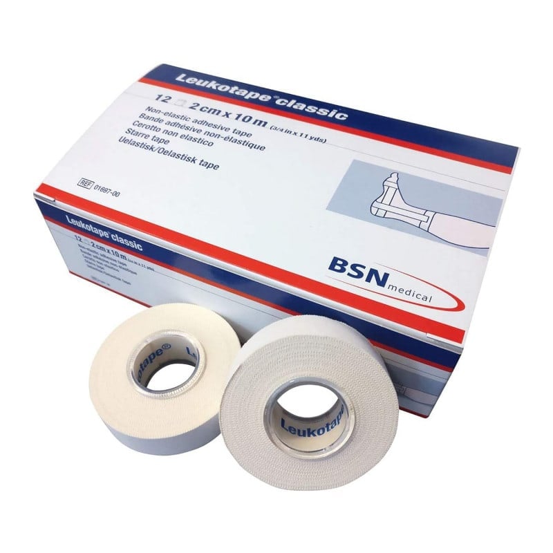 Leukotape classic 2 cm Breite - schmales unelastisches Klebepflaster für präzise Applikation - Med-Praxisbedarf