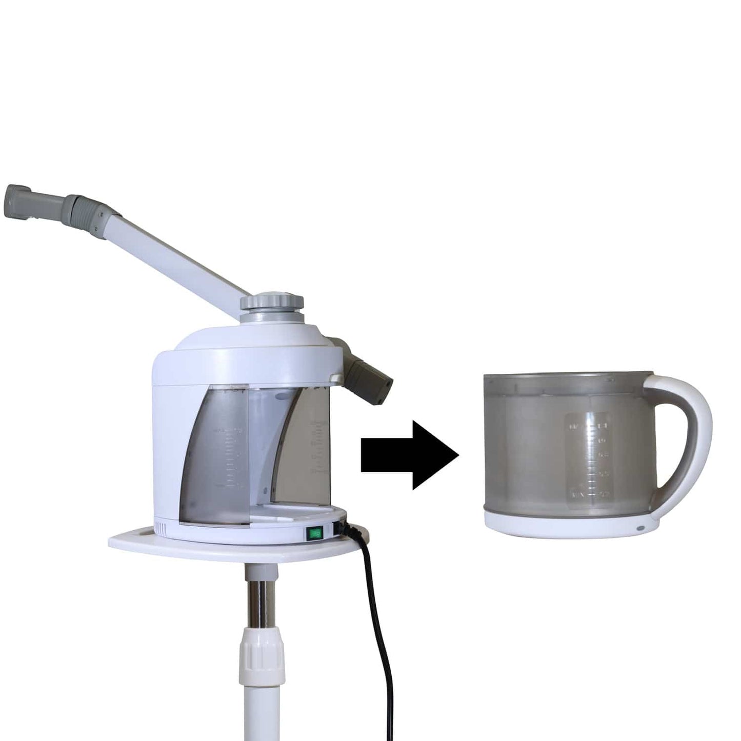 Silverfox Digital-Bedampfer 800 D - Nahaufnahme des Dampfauslasses und der Temperaturregelung - Med-Praxisbedarf