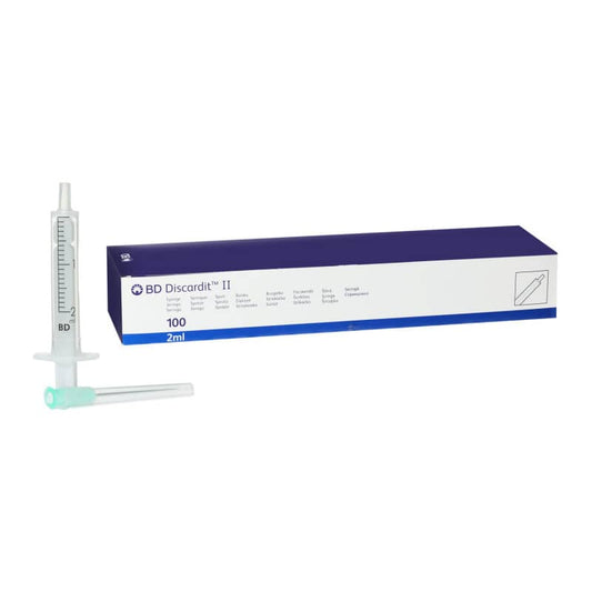 BD Discardit II Spritze mit Kanüle fix - 2ml Spritze mit aufgesetzter Kanüle, steril verpackt - Med-Praxisbedarf
