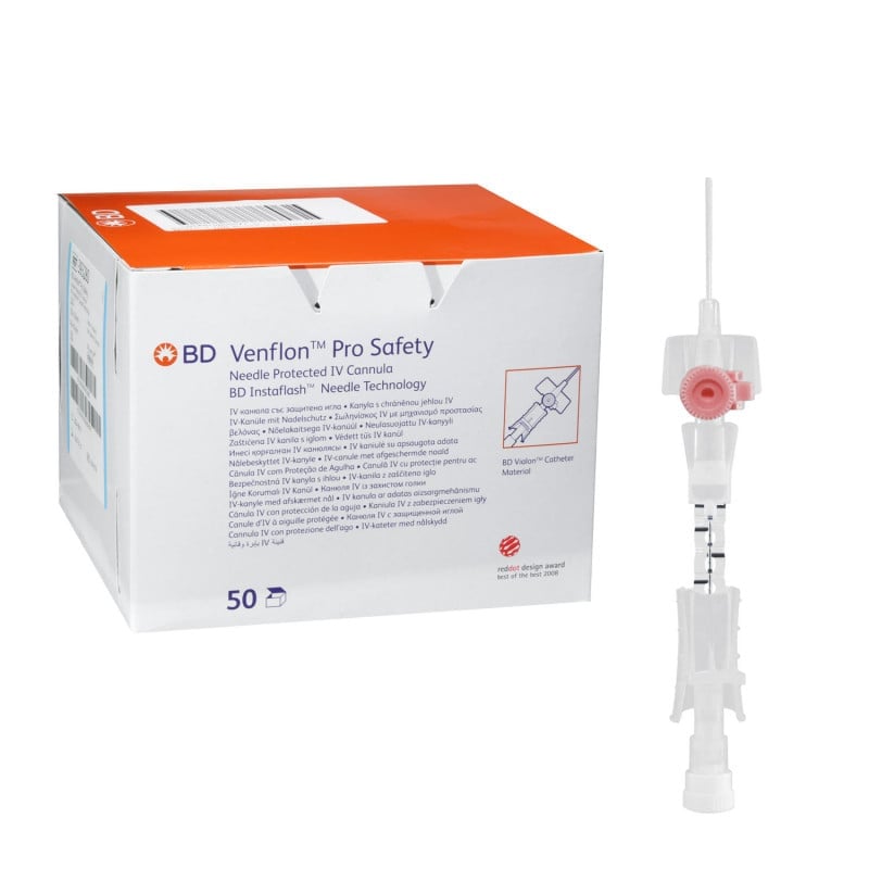Venenkatheter BD Venflon 24G Blau - Pro Safety mit Instaflash für empfindliche Venen - Med-Praxisbedarf
