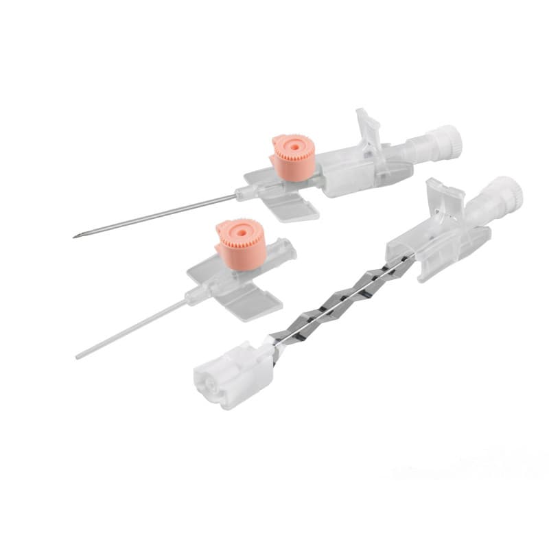 Venflon Pro Safety Kanüle im Detail - Sicherheitsmechanismus aktiviert, blauer Port - Med-Praxisbedarf