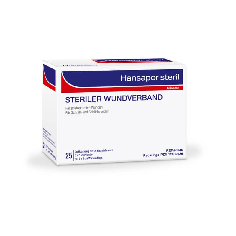 Hansapor steril Wundverband - selbstklebendes, einzeln steril verpacktes Pflaster - Med-Praxisbedarf