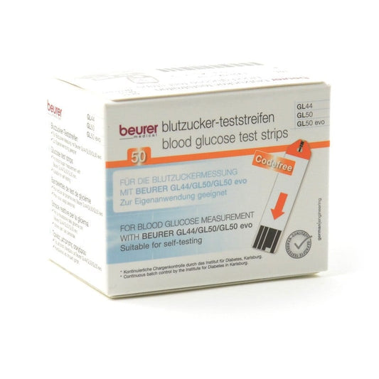Blutzucker Teststreifen für Beurer GL50 - Packung mit 50 Streifen, zuverlässige Messung - Med-Praxisbedarf