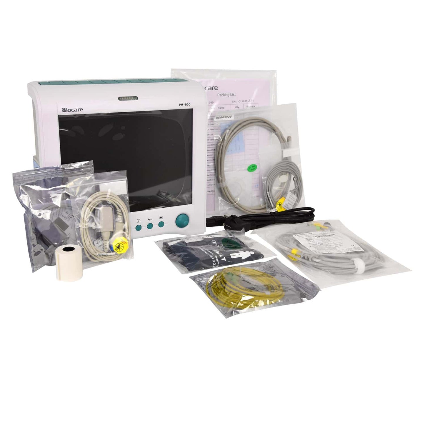 Biocare PM900 mit Zubehör - inklusive Blutdruckmanschette und Pulsoxymeter-Sensor - Med-Praxisbedarf