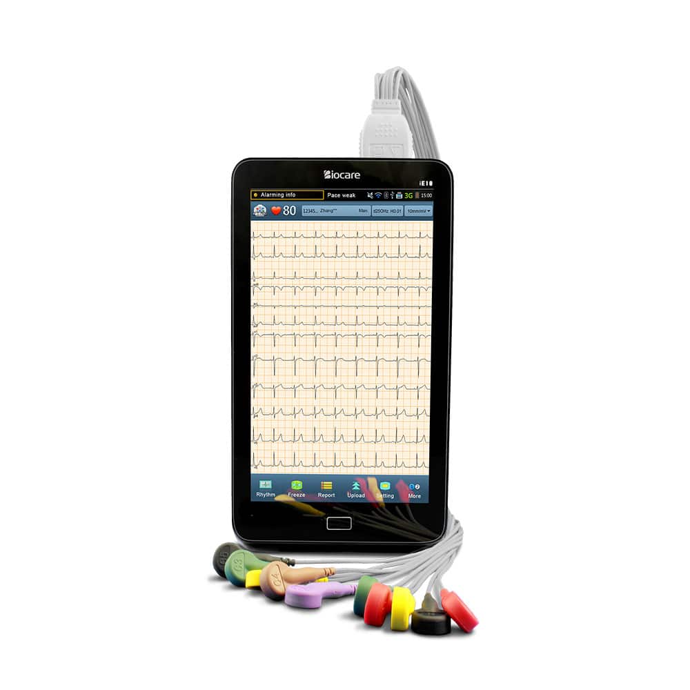 Mobiles EKG-Gerät Biocare iE 10 - Mitgelieferte EKG-Elektroden und Zubehör für sofortigen Einsatz - Med-Praxisbedarf