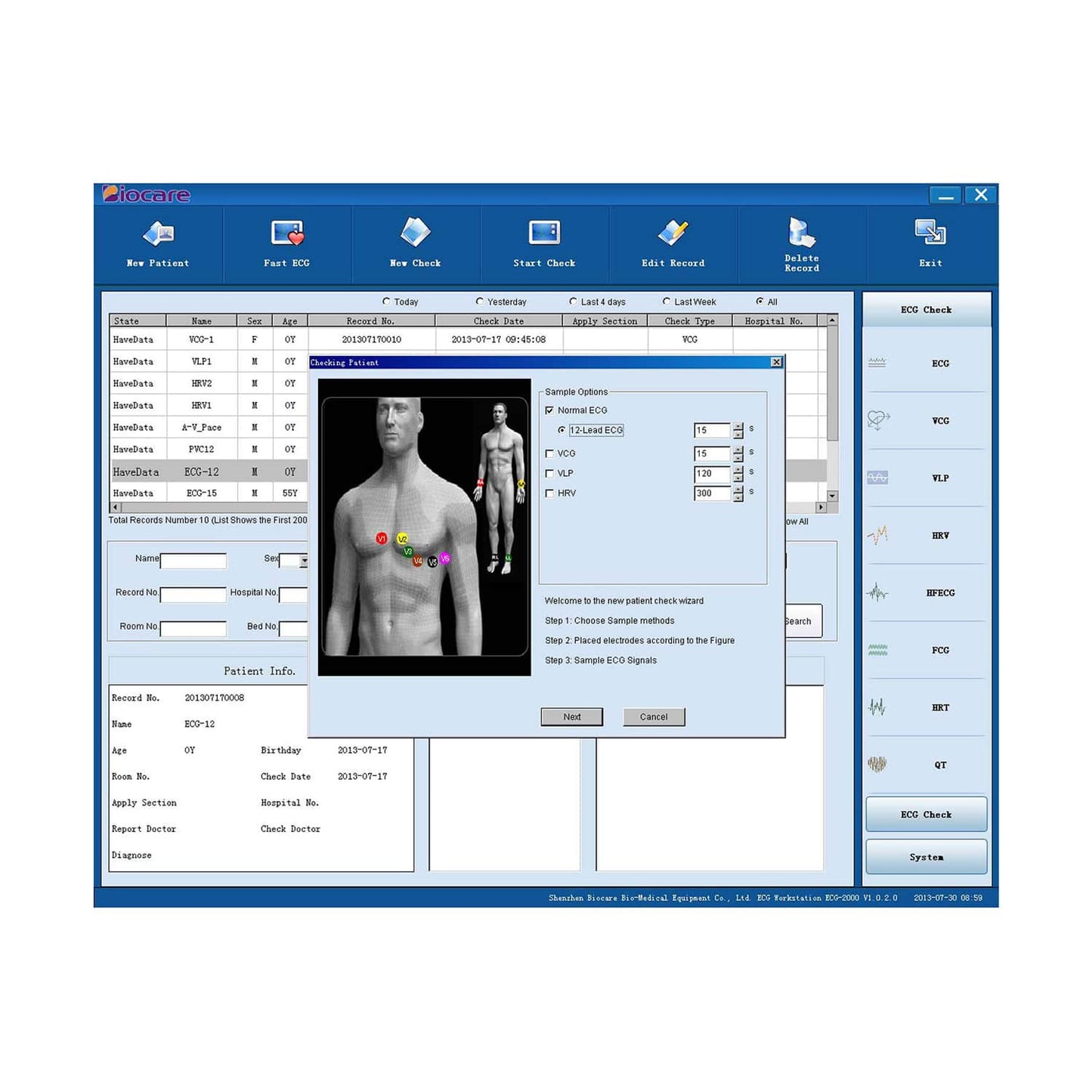 Biocare ECG-2000 EKG-Gerät mit Elektroden - USB-Datenübertragung zum PC - Med-Praxisbedarf