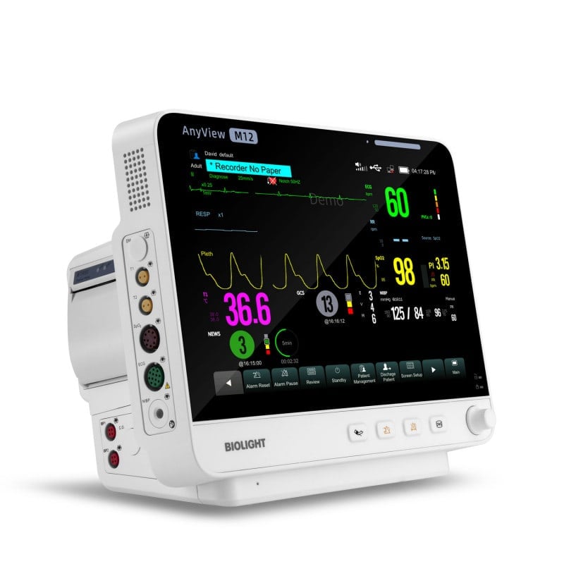 M12 Patientenmonitor mit großem Farbdisplay - kompaktes Überwachungsgerät für Vitalparameter - Med-Praxisbedarf