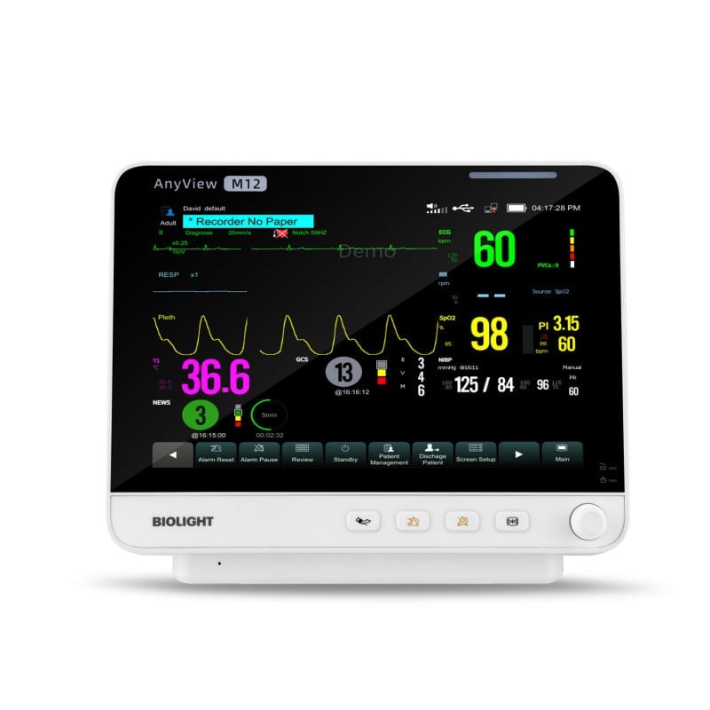 M12 Patientenmonitor von Biolight - umfassende Patientenüberwachung mit großem Display - Med-Praxisbedarf
