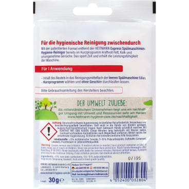HEITMANN Express Hygiene-Reiniger für Geschirrspüler - entfernt Ablagerungen und Gerüche - Med-Praxisbedarf