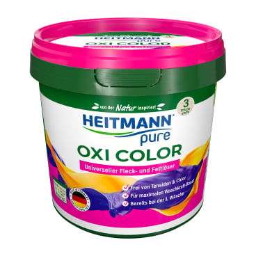 Oxi Color Fleck- und Fettlöser von HEITMANN pure - Reinigungs-Booster für farbechte Buntwäsche - Med-Praxisbedarf