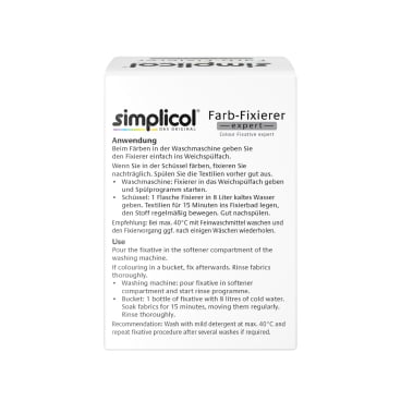 simplicol expert Farb-Fixierer - Flasche mit Farb-Fixierer für langlebige, auswaschfeste Ergebnisse - Med-Praxisbedarf