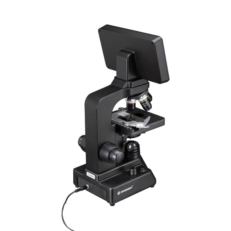 BRESSER Researcher LCD-Mikroskop Seitenansicht - schlankes Design mit integrierter Kamera - Med-Praxisbedarf
