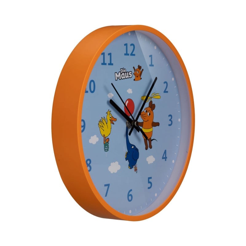 Bunte DieMaus Kinderuhr - Quarzuhrwerk mit schleichendem Zeiger, geräuscharm - Med-Praxisbedarf