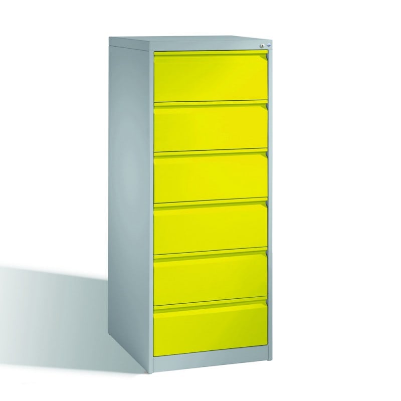 Karteikartenschrank Acurado Schubladen-Innenansicht - Organisation von DIN A5 Karteikarten - Med-Praxisbedarf