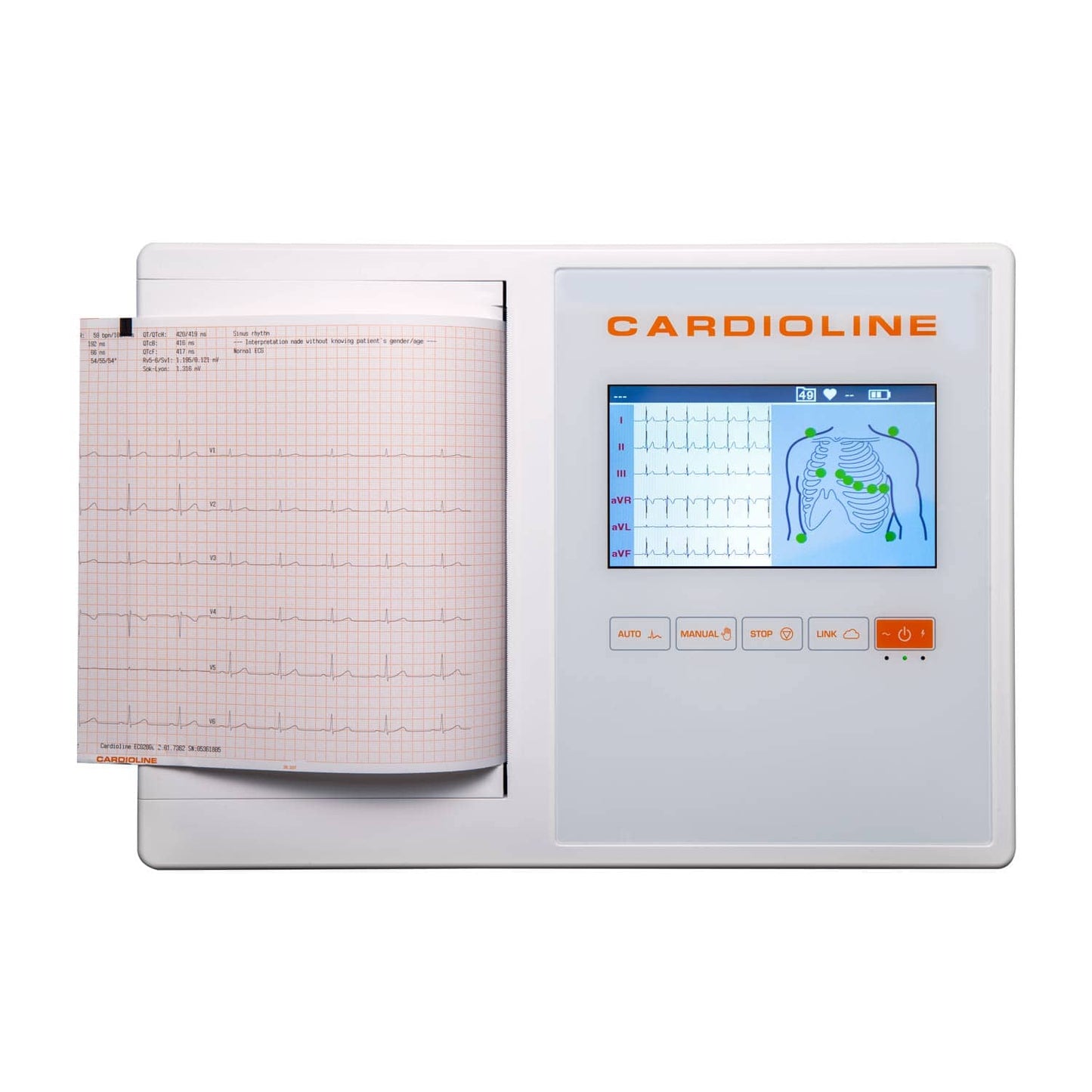 Tragbares 12-Kanal-EKG ECG200L - Seitenansicht des Geräts für Praxis und Klinik - Med-Praxisbedarf