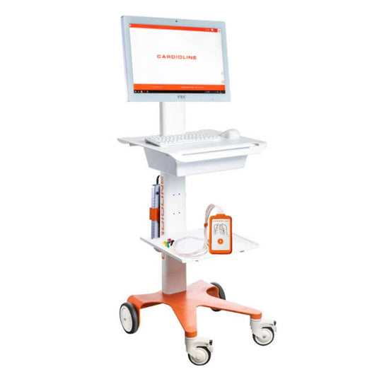touchECG System 12-Kanal PC-EKG - Komplettsystem mit Aufnahmeeinheit, Gerätewagen, PC und Tastatur - Med-Praxisbedarf