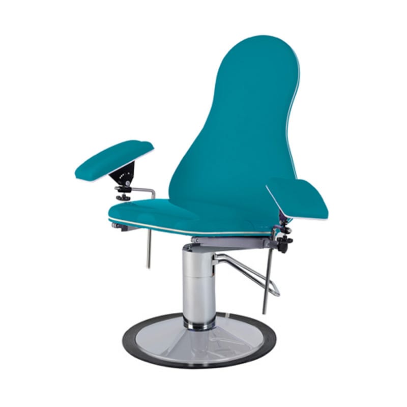 Design-Blutentnahmestuhl in Seitenansicht - zeigt ergonomische Form und Stabilität - Med-Praxisbedarf