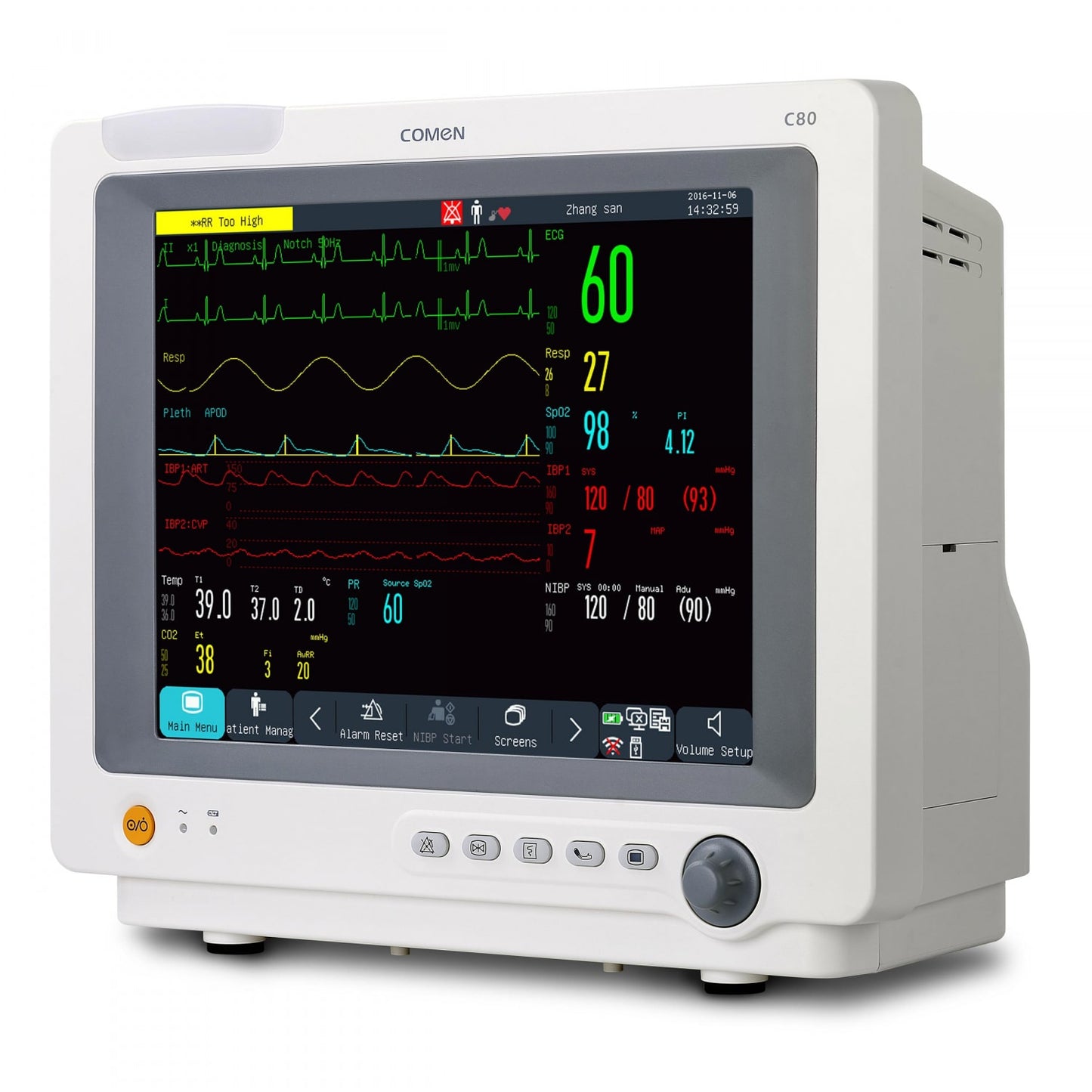 COMEN C80 Monitor Seitenansicht - schlankes Gehäusedesign für die Überwachung in Anästhesie und OP - Med-Praxisbedarf