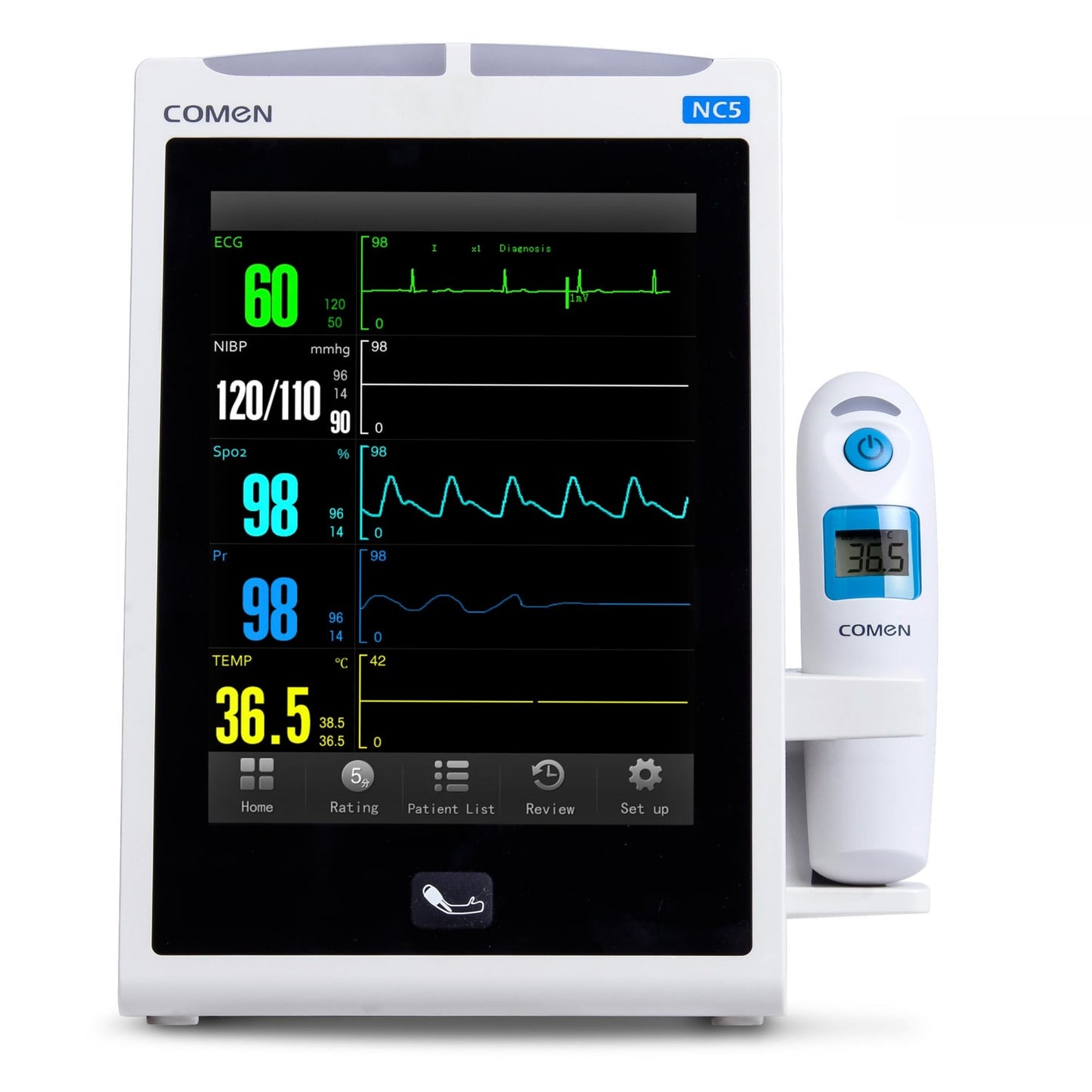 COMEN NC5 Monitor Bedienoberfläche - Infrarot-Ohrthermometer, Tasten und klare Anzeige - Med-Praxisbedarf