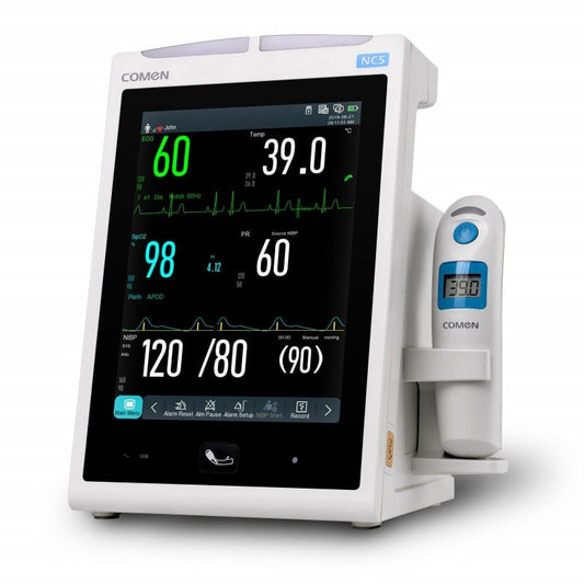 COMEN NC5 Vitalzeichen-Monitor - misst EKG, NIBP, SpO2 und Ohr-Temperatur kontaktlos - Med-Praxisbedarf