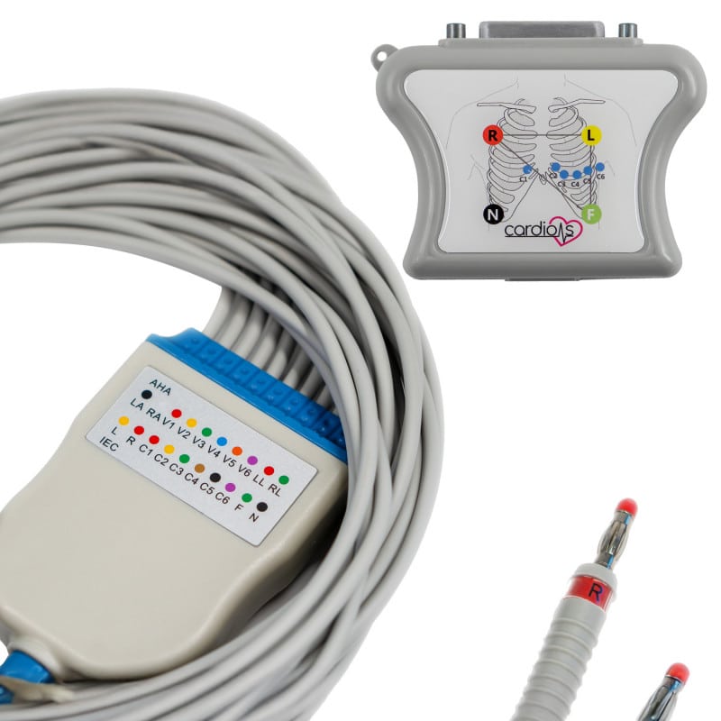 CardioNS E2 EKG mit Kabeln und Elektroden - 12 Ableitungen inklusive Brustwandableitungen - Med-Praxisbedarf