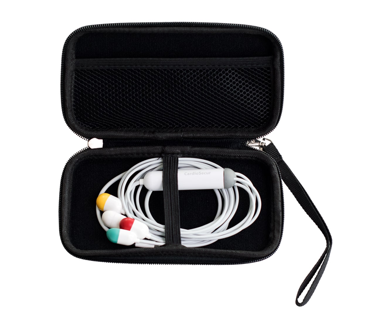 CardioSecur Schutztasche geöffnet - Innenansicht mit Fächern für Zubehör - Med-Praxisbedarf