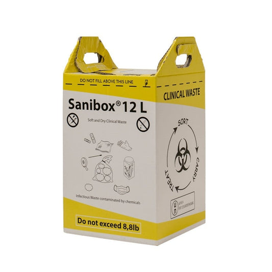 Medizinische Entsorgungsbox Sanibox gelb - für infektiöse Abfälle, 15 Liter, mit Deckel - Med-Praxisbedarf