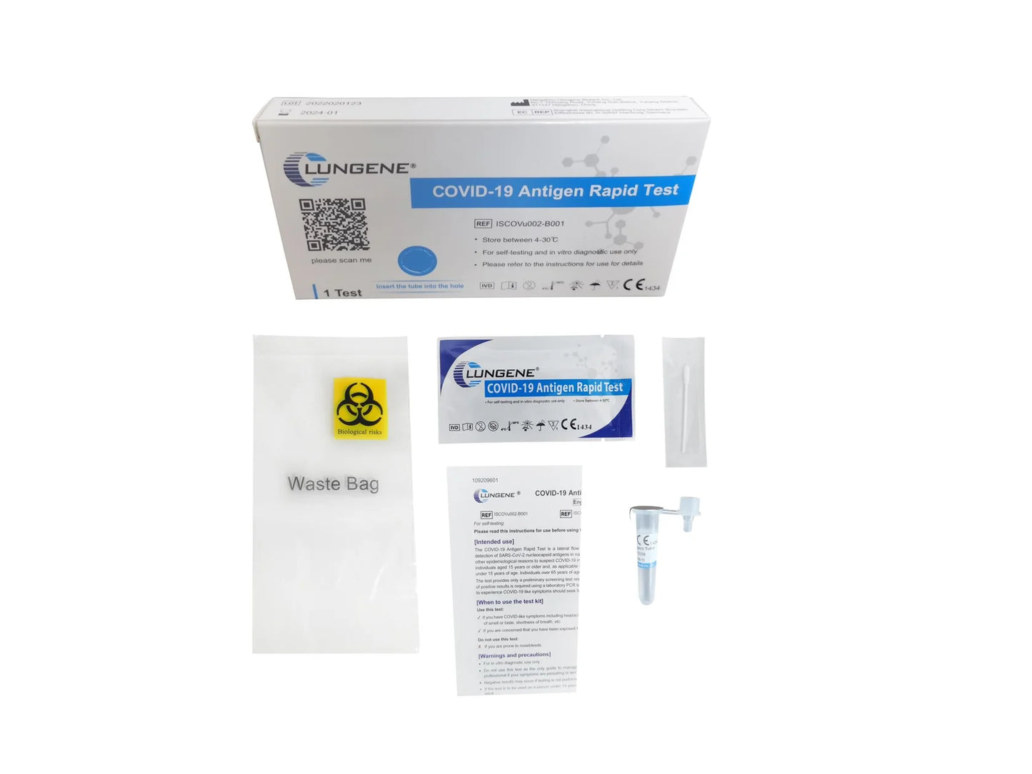 Clungene Corona Schnelltest Einzeltest - Verpackung und Testkassette im Detail, CE-zertifiziert - Med-Praxisbedarf