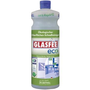 Anwendung Glasreiniger GLASFEE eco - Sprühen und Wischen für streifenfreien Glanz auf Glas - Med-Praxisbedarf