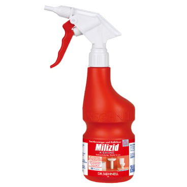 Anwendung von MILIZID SHINE Konzentrat - Reinigung von Duschfläche und Fliesen - Med-Praxisbedarf