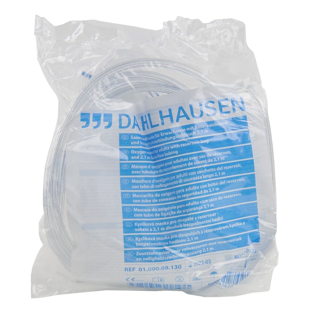 Sauerstoffmaske mit Reservoir von Dahlhausen - für zuverlässige Sauerstofftherapie in der Praxis - Med-Praxisbedarf