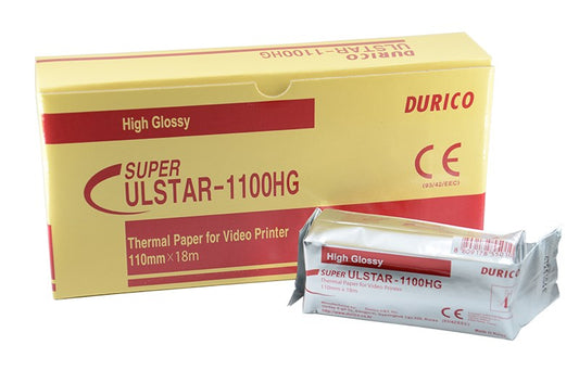Super Ulstar 1100 HG Videoprinterpapier - hochauflösendes Thermopapier, 18m Länge, 110mm Breite - Med-Praxisbedarf