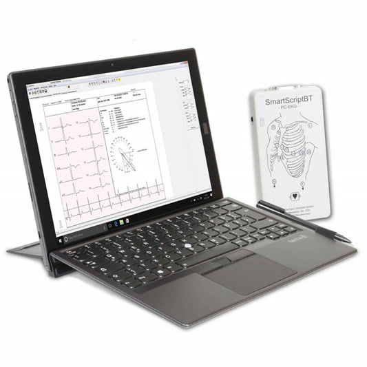 SmartScript Hausbesuchs-EKG-System Komplett-Set - tragbares Gerät für Ruhe-EKG beim Patienten - Med-Praxisbedarf