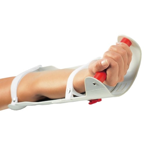 Infusionsarmschiene ausziehbar in Position - sichert Arm für sichere Infusionstherapie im Liegen - Med-Praxisbedarf