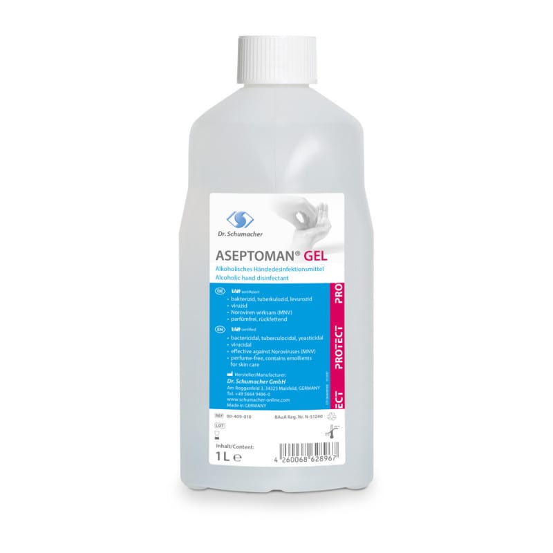 Desinfektionsgel Aseptoman Gel - für hygienische Händedesinfektion, spritzt nicht - Med-Praxisbedarf