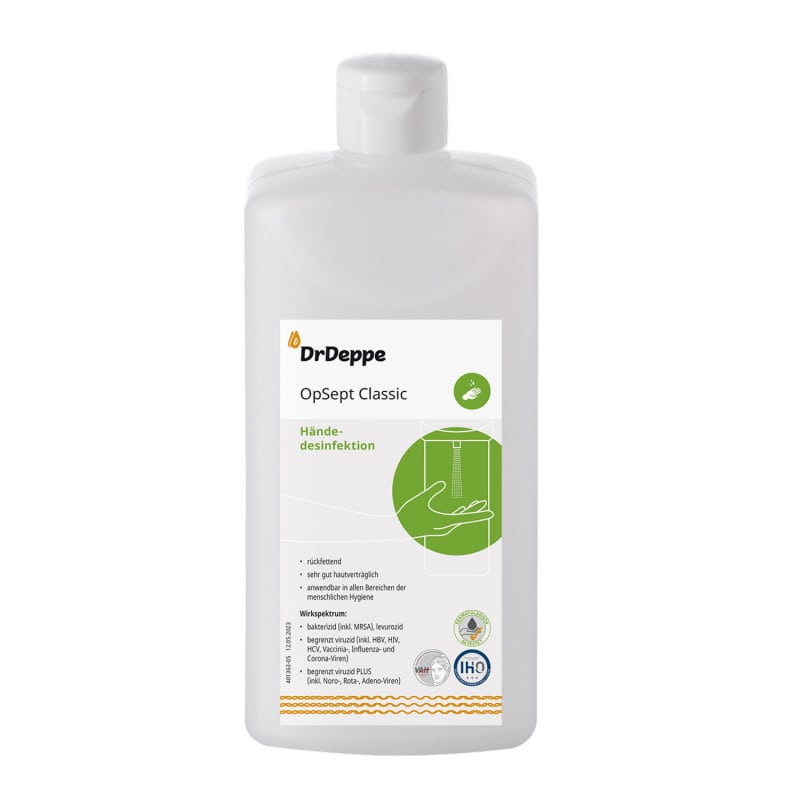 OpSept Classic Händedesinfektion - 1 Liter Gebinde, hautfreundlich mit Isopropanol, gebrauchsfertig - Med-Praxisbedarf