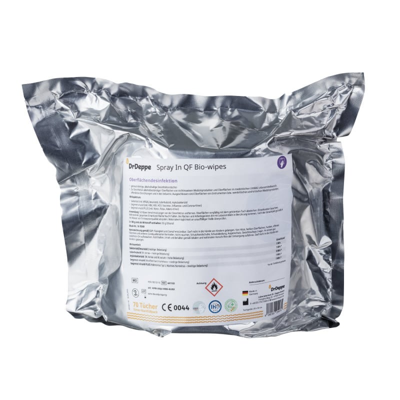 Spray In QF Bio-wipes Nachfüllpack - Nachfüllpackung für den Desinfektionstücher-Spendereimer - Med-Praxisbedarf
