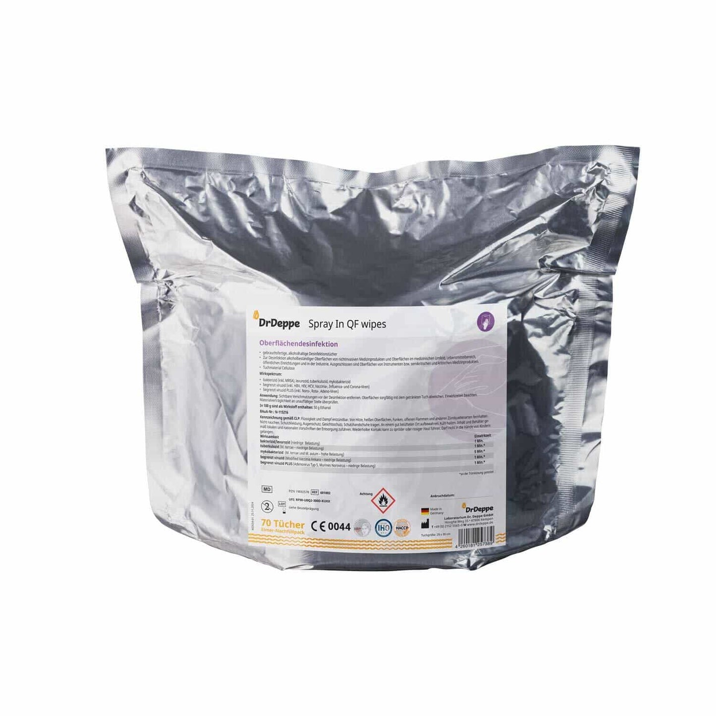 Spray In QF Wipes Nachfüllpack für Eimer - 50 g Ethanol pro Tuch, für Arztpraxen und Kliniken - Med-Praxisbedarf