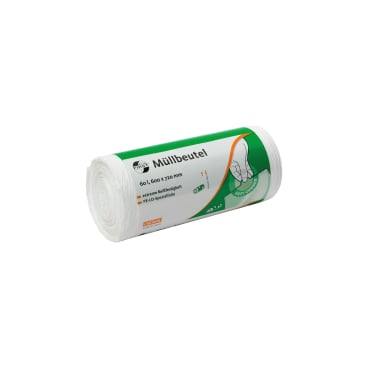 Professioneller 60 Liter Müllbeutel weiss - DEISS FIRST PLUS für medizinischen Einsatz - Med-Praxisbedarf